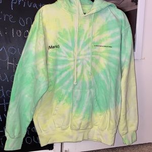 Halsey Manic Hoodie in Green and Yellow Tie Dye (Medium)